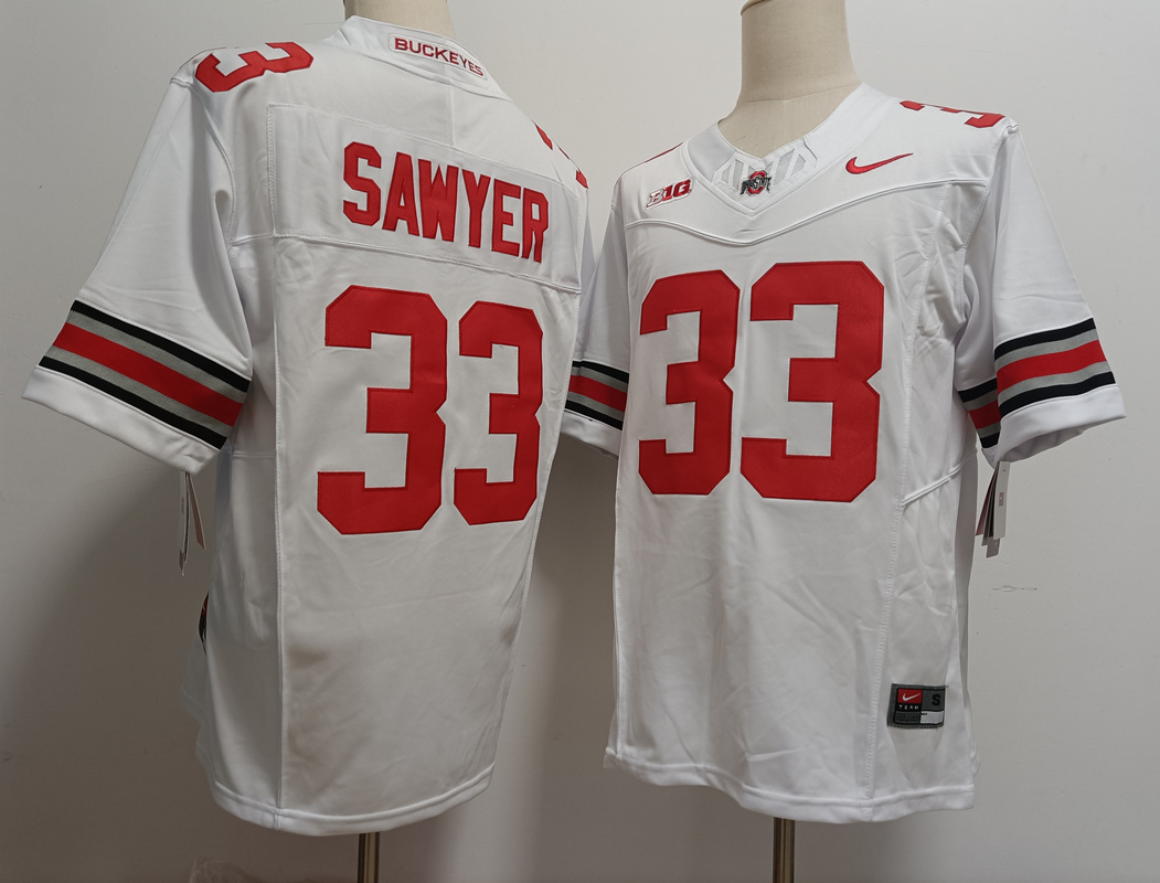 Men's Ohio State Buckeyes #33 Jack Sawyer White 2025 F.U.S.E. Limited Stitched Jersey