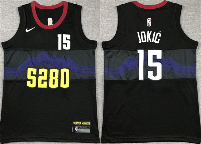 Youth Denver Nuggets #15 Nikola Jokic Black City Edition Stitched Basketball Jersey