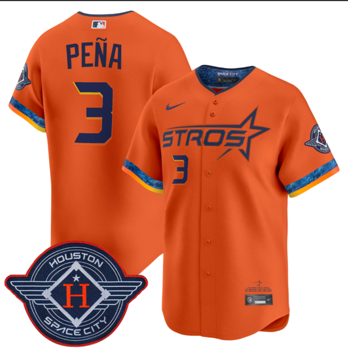 Men's Houston Astros #3 Jeremy Peña Orange 2025 City Connect Limited Stitched Baseball Jersey Men's Houston Astros #3 Jeremy Peña Orange 2025 City Connect Limited Stitched Baseball Jersey