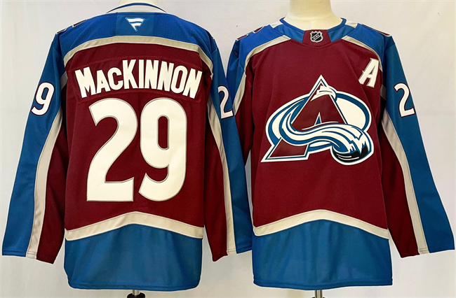 Men's Colorado Avalanche #29 Nathan MacKinnon Burgundy 2024-25 Home Stitched Jersey