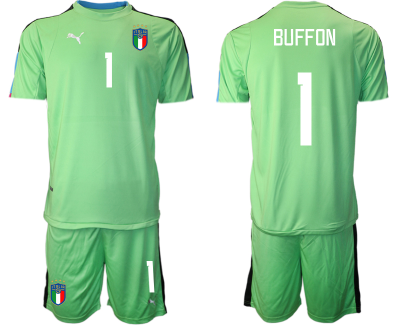 Men's Italy #1 Buffon Green Goalkeeper Soccer Jersey Suit