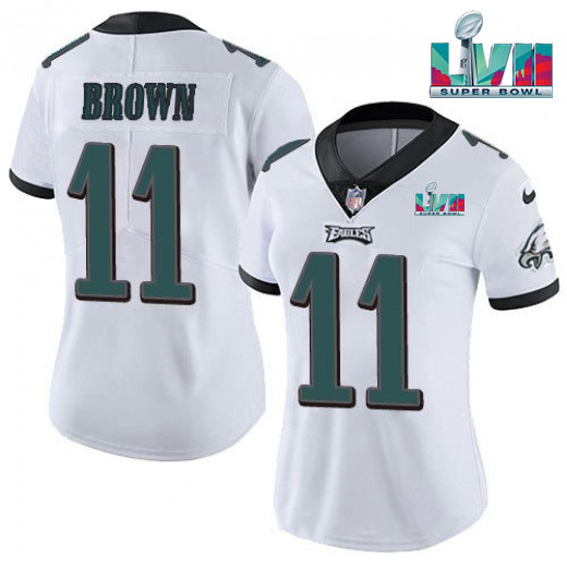 Youth Philadelphia Eagles #11 A. J. Brown White Super Bowl LVII Patch Vapor Untouchable Limited Stitched Football Jersey