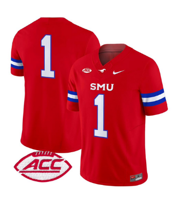 Youth SMU Mustangs Icy College Custom Red 2024 Vapor Limited Jersey