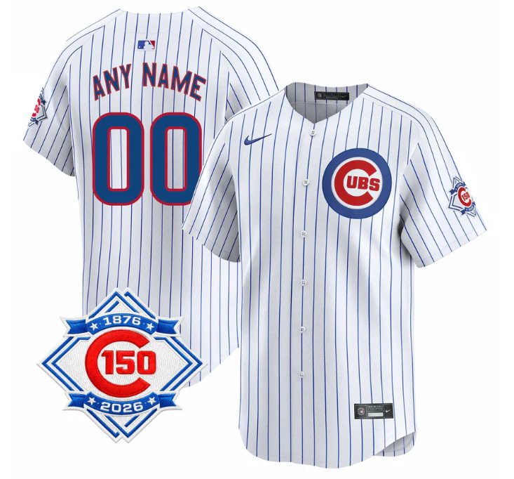 Men's Chicago Cubs Active Player Custom White 150th Anniversary Home Limited Stitched Baseball Jersey