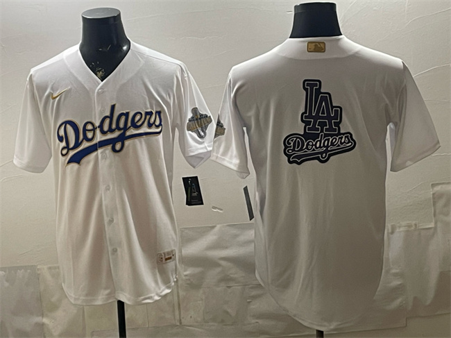 Men's Los Angeles Dodgers Team Big Logo White 2026 Gold Collection Stadium Stitched Baseball Jersey
