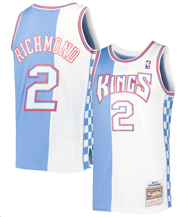 Men's Sacramento Kings Custom White/Blue Mitchell & Ness 1994-95 Swingman Jersey