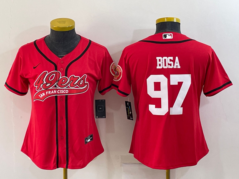 Youth San Francisco 49ers #97 Nick Bosa Red With Patch Cool Base Stitched Baseball Jersey