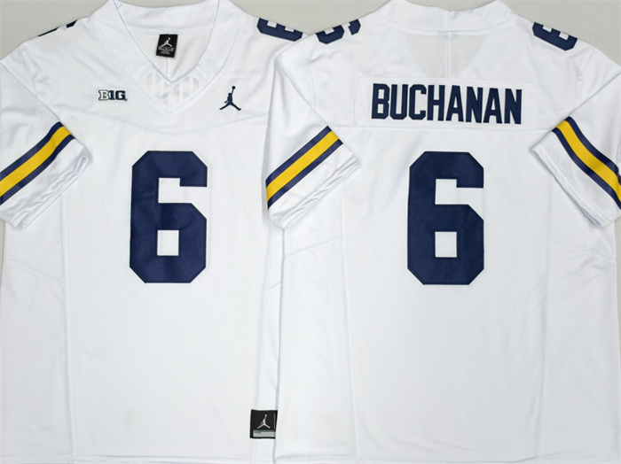 Men's Michigan Wolverines #6 JJ BUCHANAN White 2026 F.U.S.E. Stitched Jersey