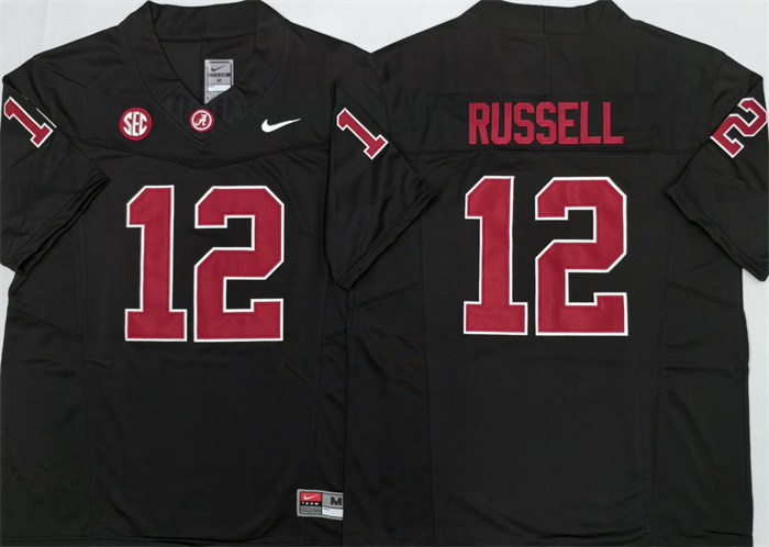 Men's Alabama Crimson Tide #12 Keelon Russell Black 2026 F.U.S.E Stitched Football Jersey