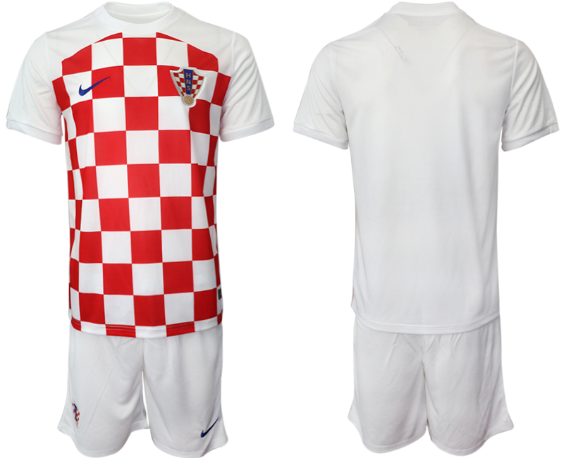 Men's Croatia Blank White Home Soccer Jersey Suit