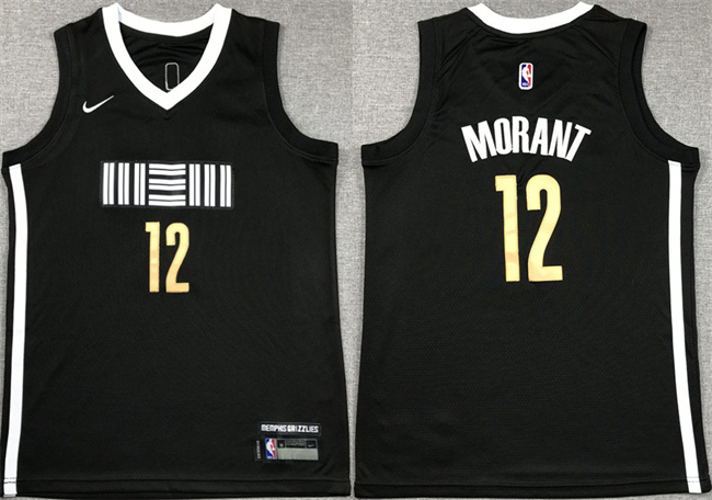 Youth Memphis Grizzlies #12 Ja Morant Black 2023/24 City Edition Stitched Basketball Jersey