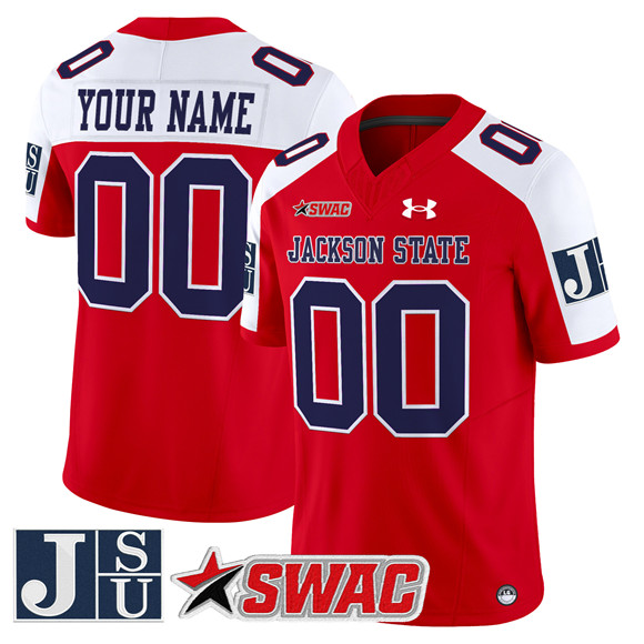 Men's Jackson State Tigers ACTIVE PLAYER Custom Red Alternate 2026 F.U.S.E. Vapor Limited Stitched Football Jersey
