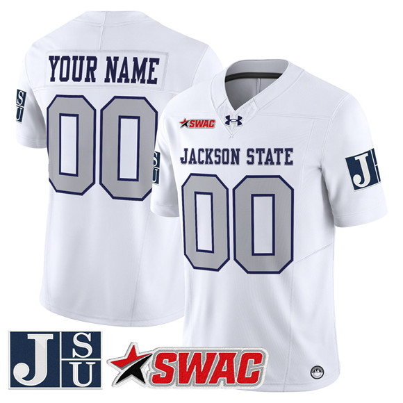 Men's Jackson State Tigers ACTIVE PLAYER Custom White 2026 F.U.S.E. Vapor Limited Stitched Football Jersey