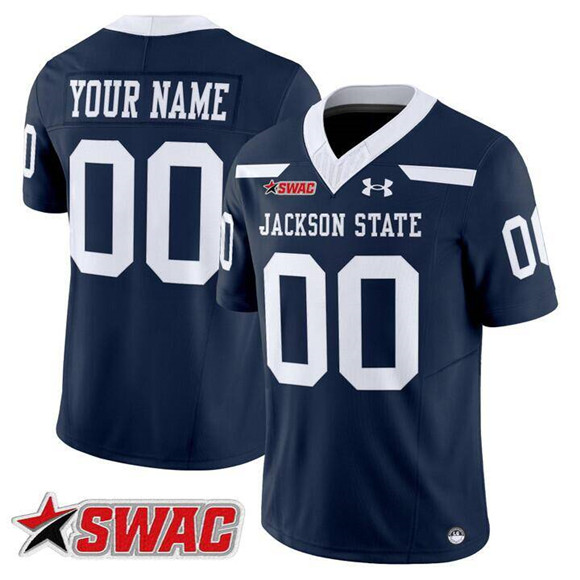Men's Jackson State Tigers ACTIVE PLAYER Custom Navy 2026 F.U.S.E. Vapor Limited Stitched Football Jersey
