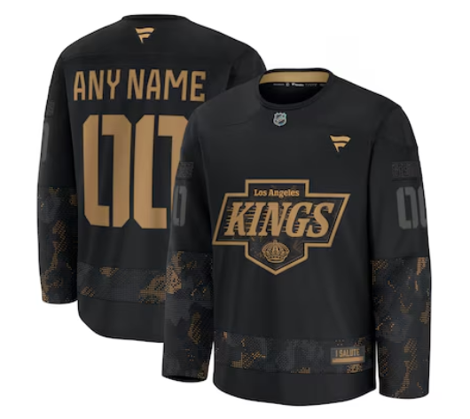 Men's Los Angeles Kings Custom Black 2024 Military Appreciation Practice Hockey Jersey