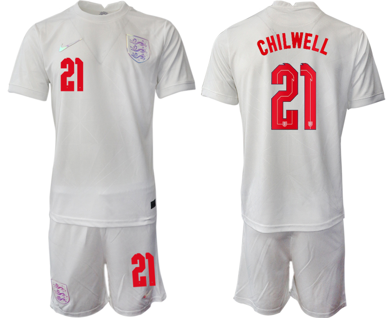 Men's England #21 Chilwell White Home Soccer Jersey Suit