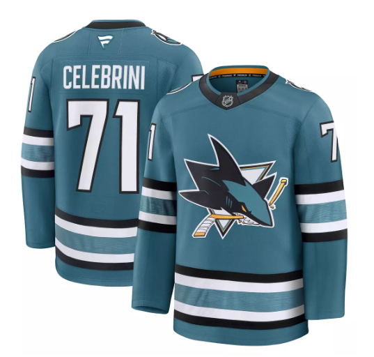 Men's San Jose Sharks #71 Macklin Celebrini Teal 2026 Stitched Hockey Jersey