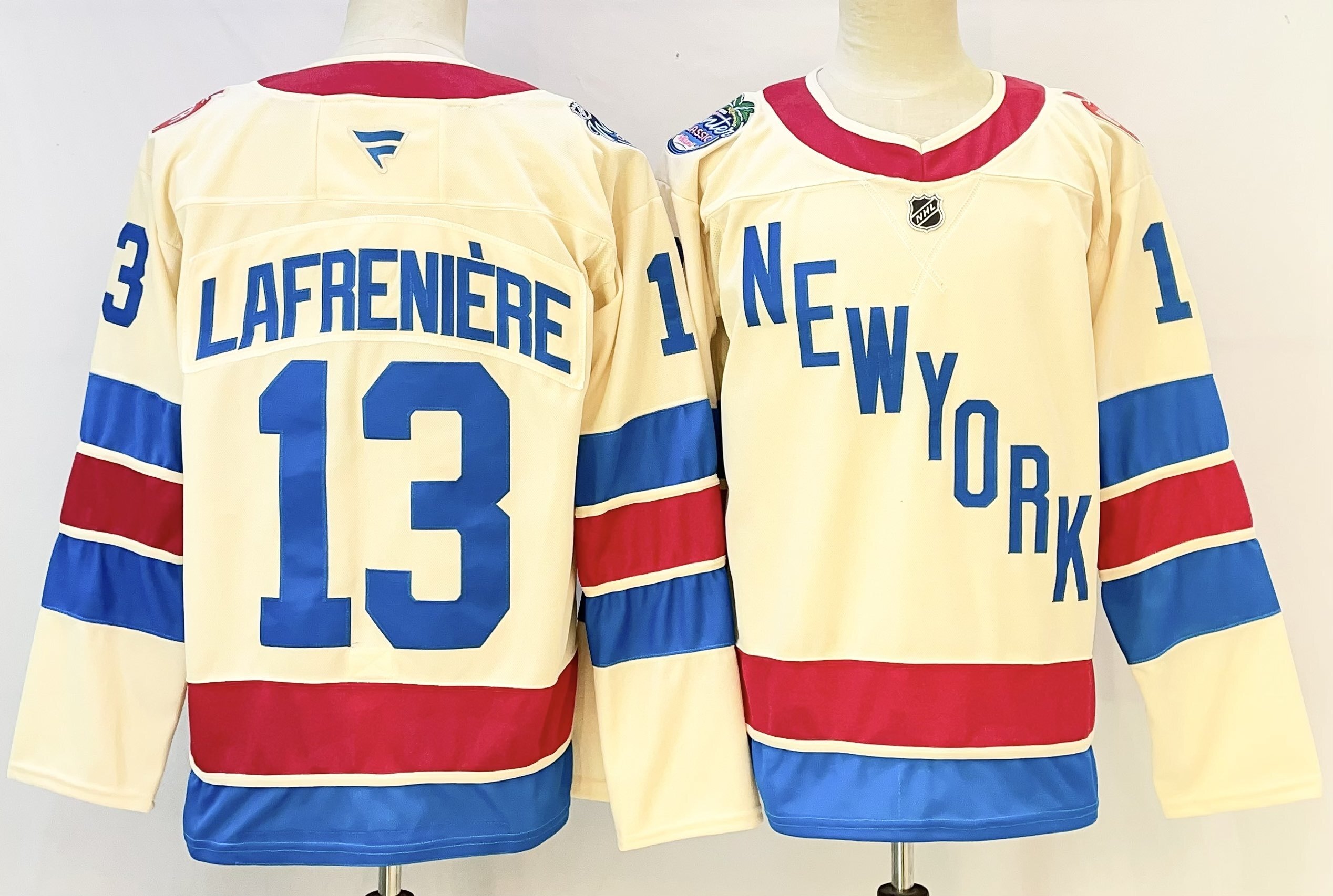 Men's New York Rangers #13 Alexis Lafreniere Beige 2025-26 Winter Classic With A Patch Stitched Hockey