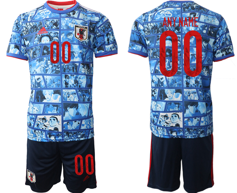 Men's Japan Custom Blue Home Soccer Jersey Suit