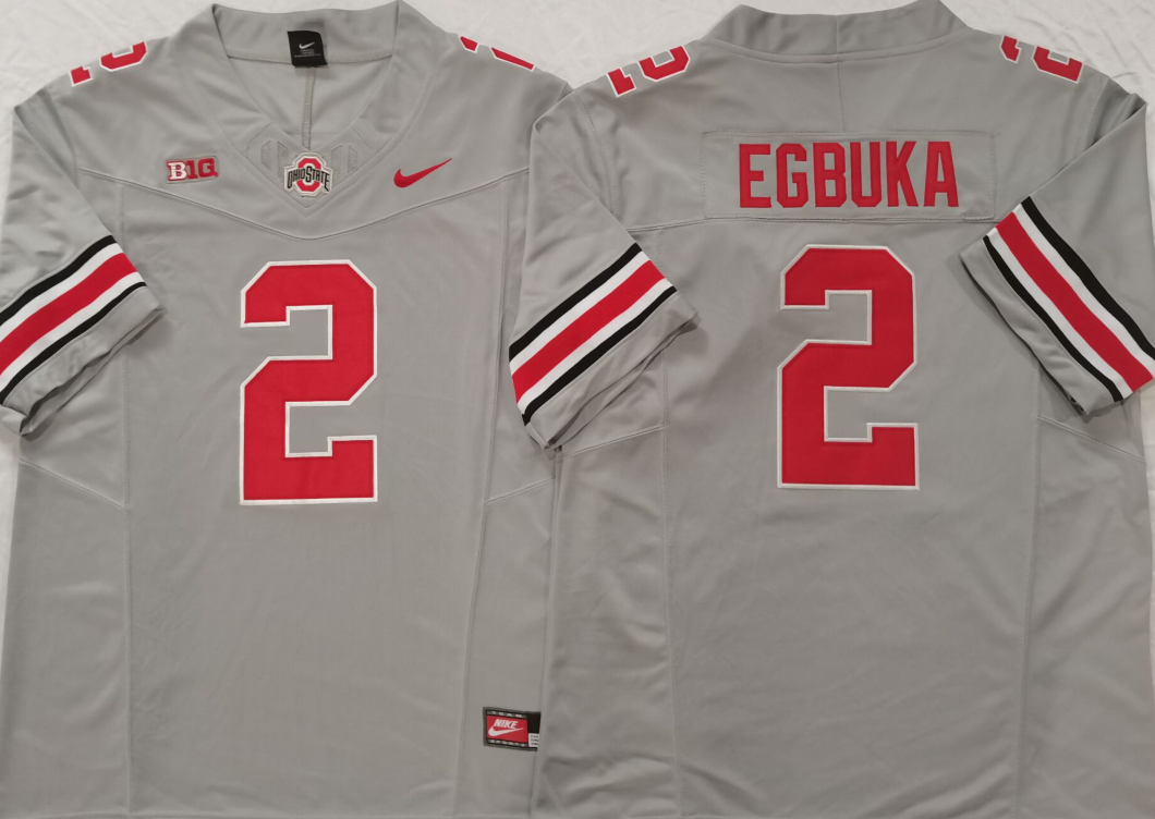 Men's Ohio State Buckeyes #2 Emeka Egbuka Grey F.U.S.E. Limited Stitched Jersey