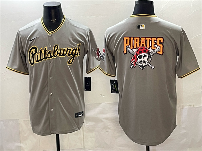 Men's Pittsburgh Pirates Blank Gray Limited Stitched Baseball Jersey