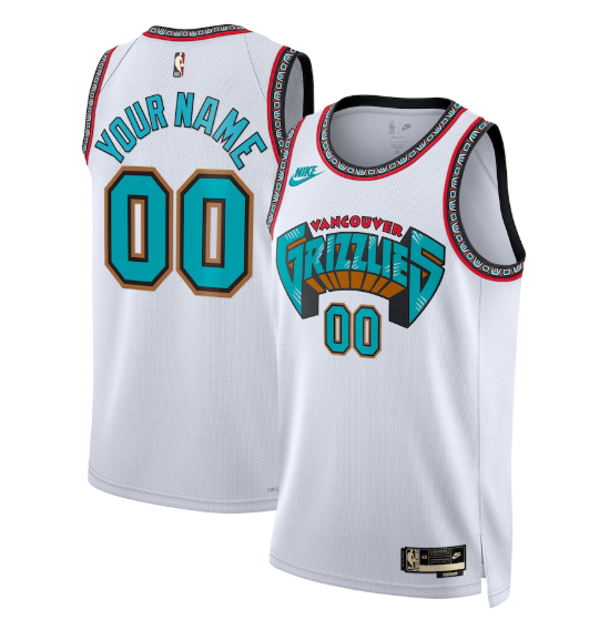 Men's Memphis Grizzlies Custom White 2024/25 Classic Edition Swingman Stitched Basketball Jersey