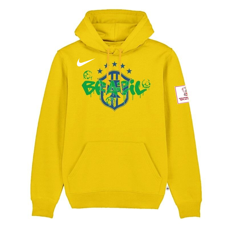 Men's Brazil FIFA World Cup Soccer Yellow Hoodie 001