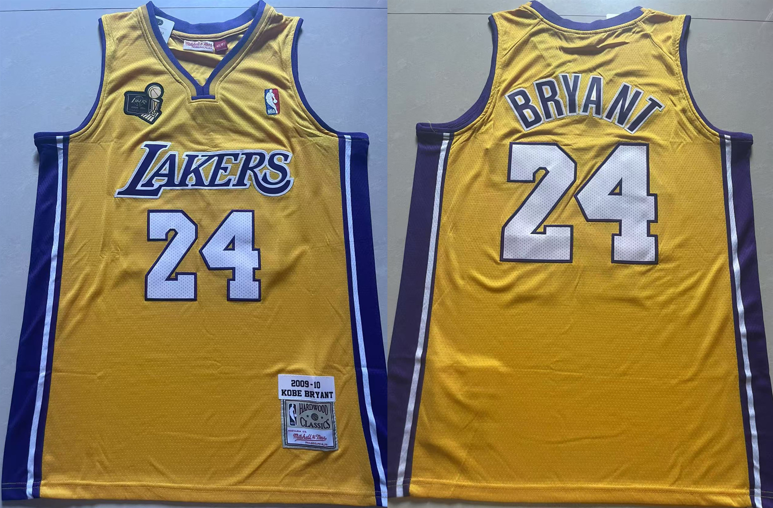 Men's Los Angeles Lakers #24 Kobe Bryant Yellow 2009-10 Stitched Basketball Jersey