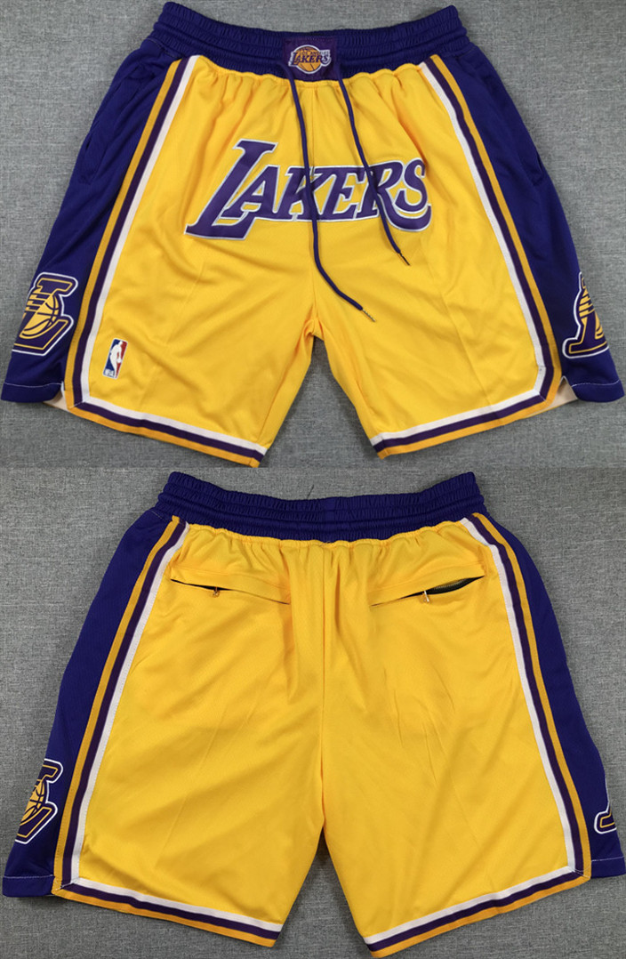 Men's Los Angeles Lakers Yellow/Purple Shorts (Run Small)