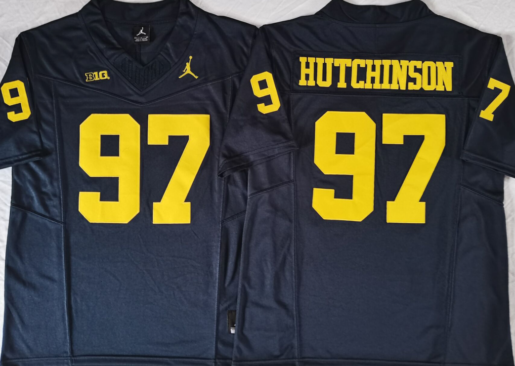 Men's Michigan Wolverines #97 Aidan Hutchinson 2023 F.U.S.E. Navy Stitched Jersey