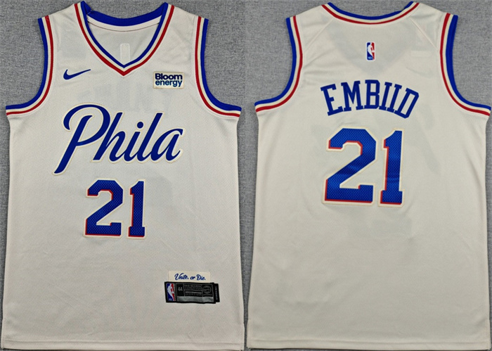 Men's Philadelphia 76ers #21 Joel Embiid Cream City Edition Swingman Stitched Jersey