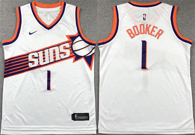 Youth Phoenix Suns #1 Devin Booker White Association Edition Stitched Basketball Jersey