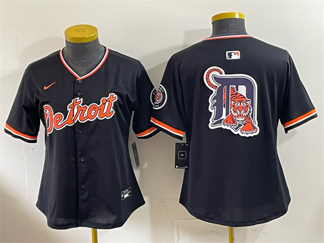 Youth Detroit Tigers Team Big Logo Black 2026 Alternate Vapor Premier Limited Stitched Baseball Jersey