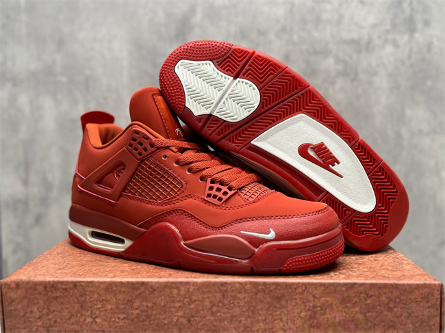 Women's Running weapon Jordan 4 Red Shoes 028