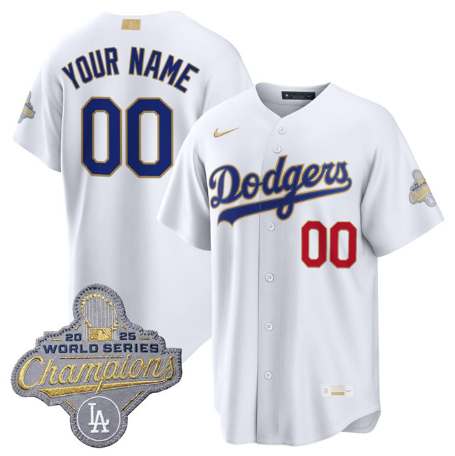 Youth Los Angeles Dodgers ACTIVE PLAYER Custom White 2026 Gold Collection Stadium Stitched Baseball Jersey Youth Los Angeles Dodgers ACTIVE PLAYER Custom White 2026 Gold Collection Stadium Stitched Baseball Jersey