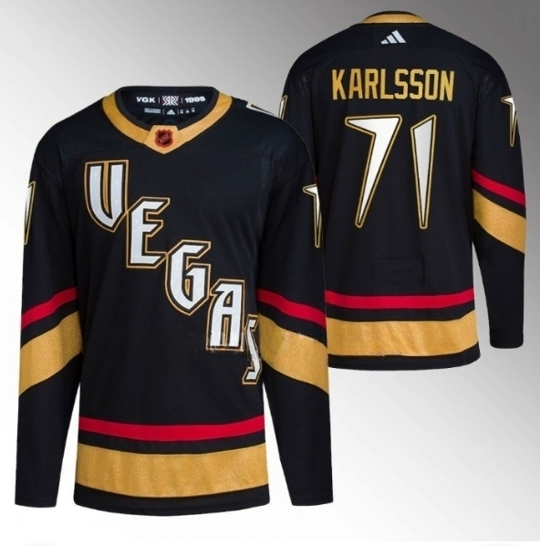 Men's Vegas Golden Knights #71 William Karlsson Black 2022-23 Reverse Retro Stitched Jersey