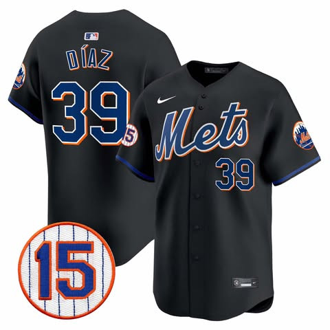 Youth New York Mets #39 Edwin Díaz Black With Patch Alternate Limited Stitched Baseball Jersey