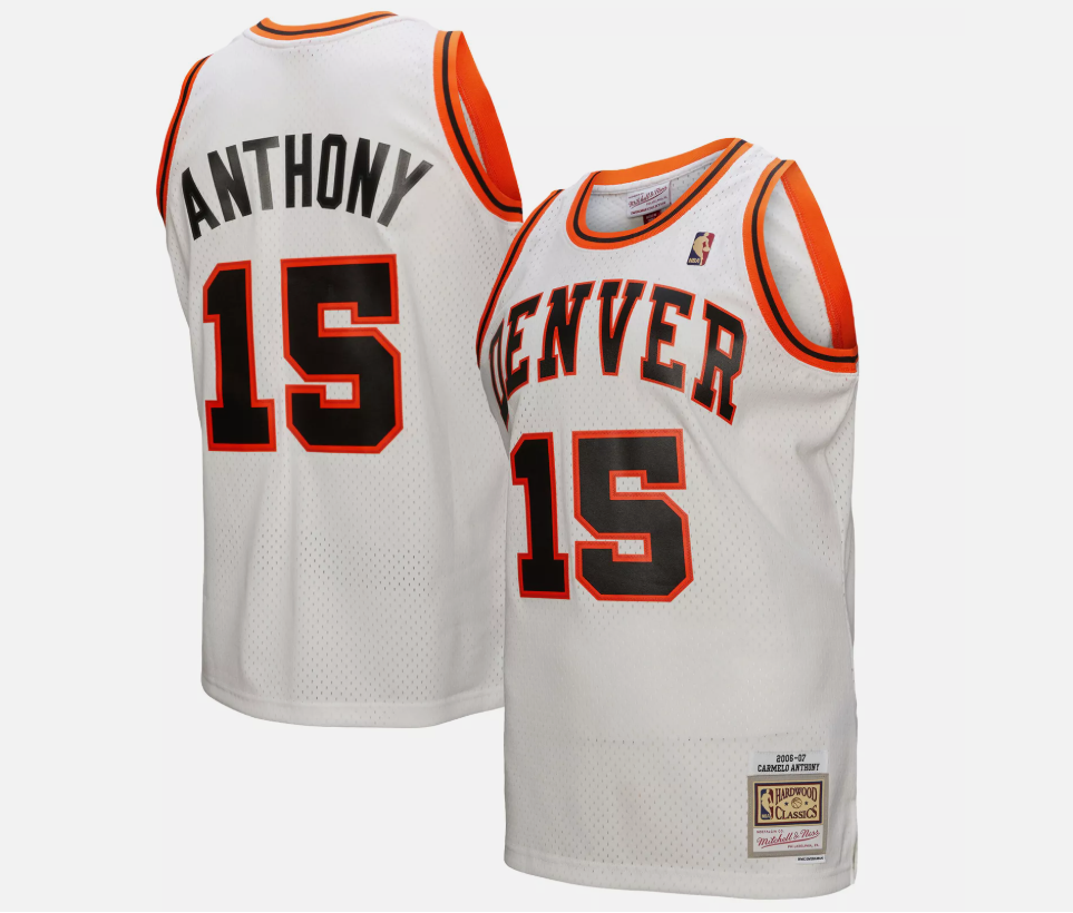 Men's Denver Nuggets #15 Carmelo Anthony White 2006/07 Swingman jersey