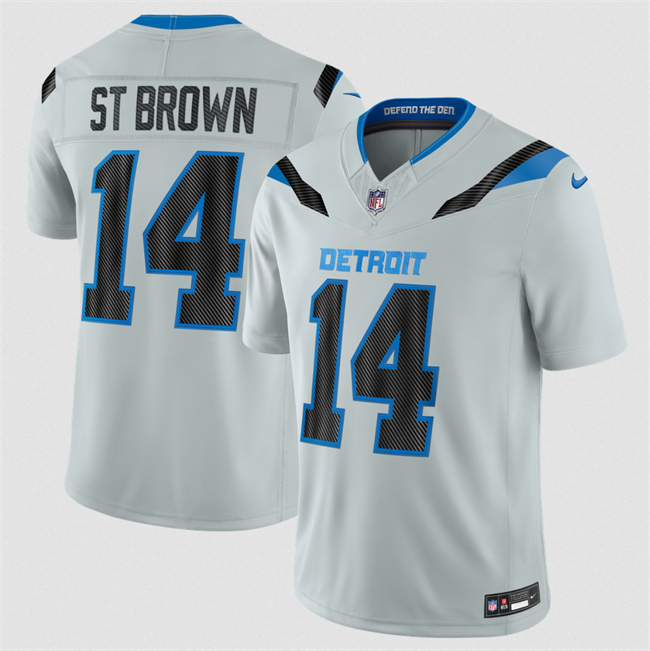 Women's Detroit Lions #14 Amon-Ra St. Brown Silver 2026 F.U.S.E. Rivalries Collection Limited Stitched Football Jersey(Run Smaller)