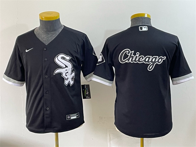 Youth Chicago White Sox Team Big Logo Black Stitched Baseball Jersey