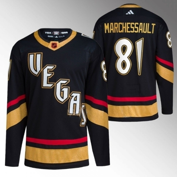 Men's Vegas Golden Knights #81 Jonathan Marchessault Black 2022-23 Reverse Retro Stitched Jersey