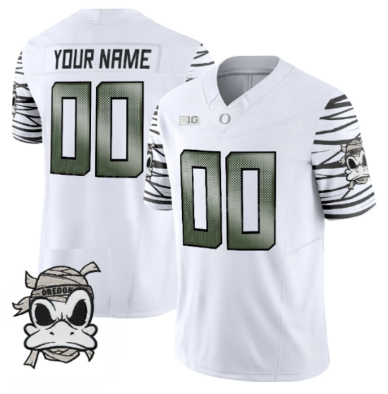 Men's Oregon Ducks Custom White 2025 F.U.S.E. 'Mummy Duck' Vapor Limited V1 Stitched Football Jersey