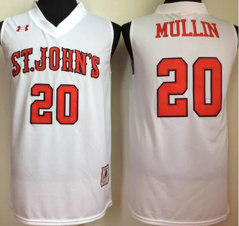 Men's St. Johns University #20 Chris Mullin White Stitched Basketball Jersey