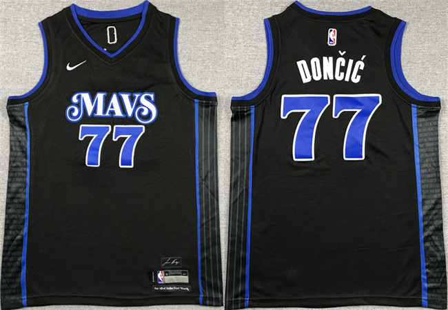 Youth Dallas Mavericks #77 Luka Doncic Black City Edition Stitched Basketball Jersey