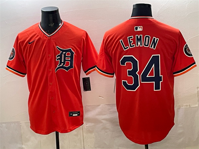 Men's Detroit Tigers #34 Chet Lemon Orange 2026 Alternate Vapor Premier Limited Stitched Baseball Jersey Men's Detroit Tigers #34 Chet Lemon Orange 2026 Alternate Vapor Premier Limited Stitched Baseball Jersey