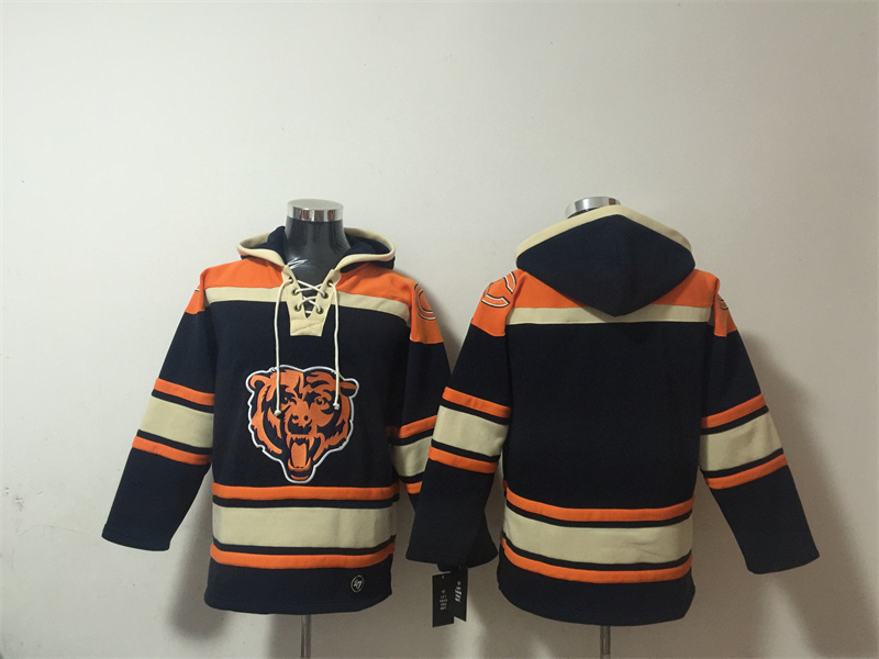 Men's Chicago Bears Blank Navy Ageless Must-Have Lace-Up Pullover Hoodie
