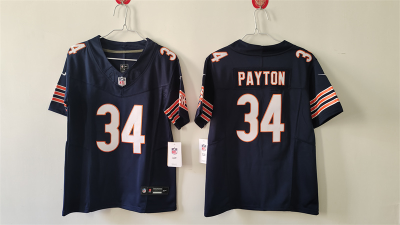 Women's Chicago Bears #34 Walter Payton Navy 2024 Draft F.U.S.E Vapor Stitched Jersey(Run Small)