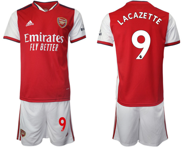 Arsenal F.C #9 Lacazette Red Home Soccer Jersey Suit