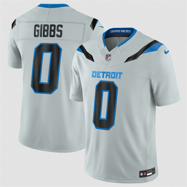 Women's Detroit Lions #0 Jahmyr Gibbs Silver 2026 F.U.S.E. Rivalries Collection Limited Stitched Football Jersey(Run Smaller)