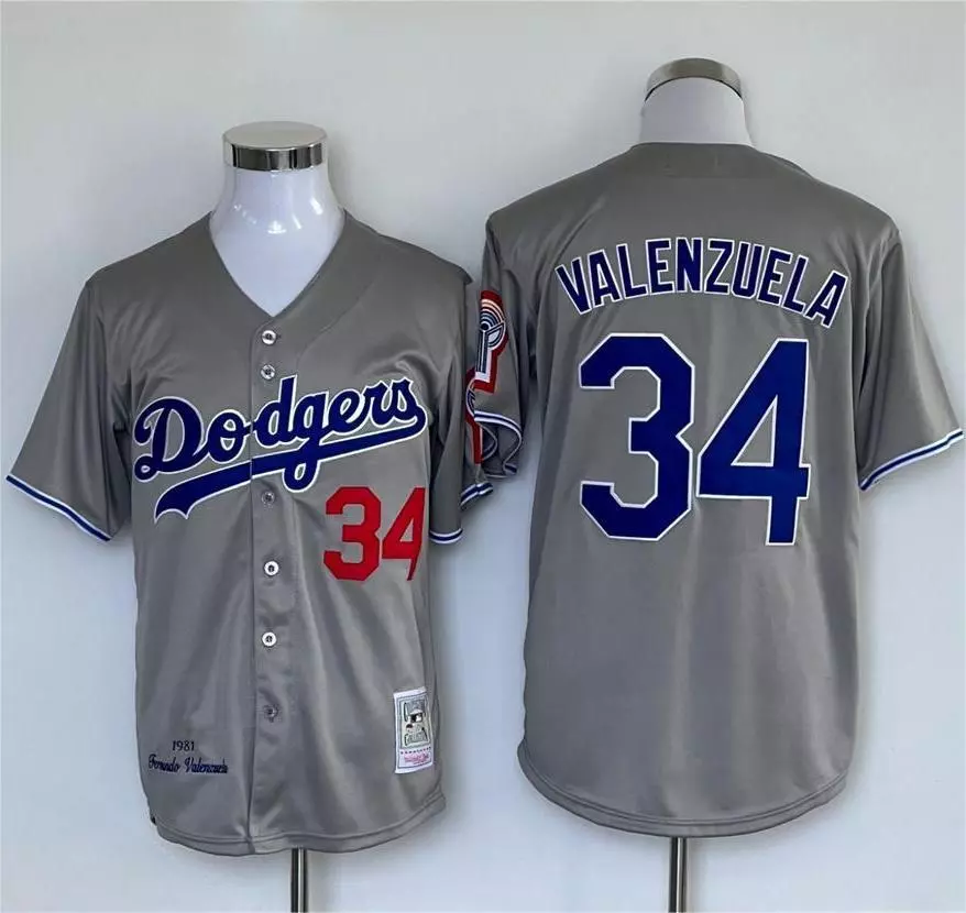 Women's Los Angeles Dodgers #34 Fernando Valenzuela Gray Flex Base Stitched Baseball Jersey (Run Small)